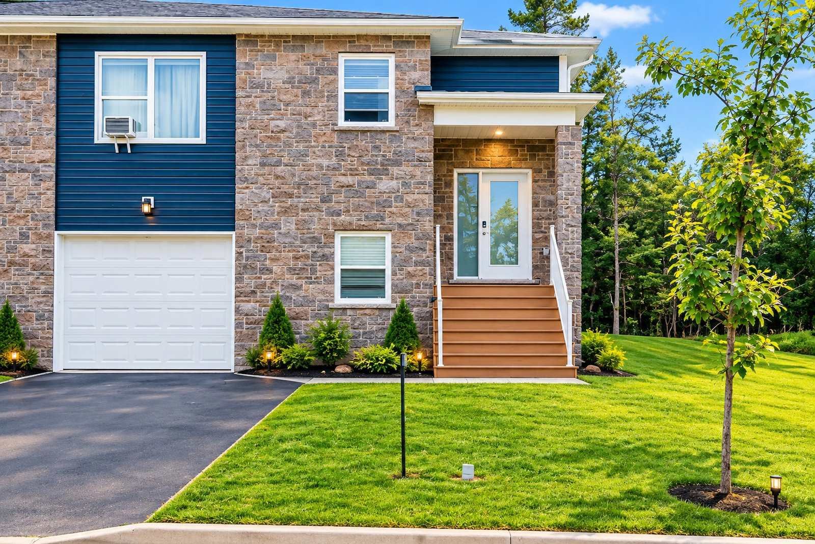 Front exterior of Starz at Night luxury 3-bedroom vacation home in Lantz, Nova Scotia near Halifax Airport (YHZ)